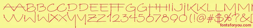 VinoBiancoItc-fontti – punaiset fontit keltaisella taustalla