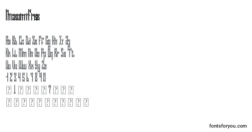 Шрифт NiceomiFree (110699) – алфавит, цифры, специальные символы