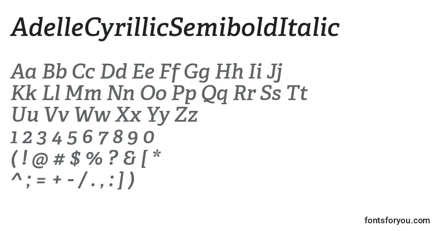 AdelleCyrillicSemiboldItalic Font – alphabet, numbers, special characters