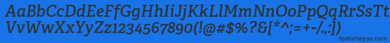 Шрифт AdelleCyrillicSemiboldItalic – чёрные шрифты на синем фоне