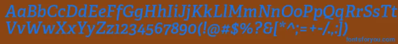 AdelleCyrillicSemiboldItalic Font – Blue Fonts on Brown Background
