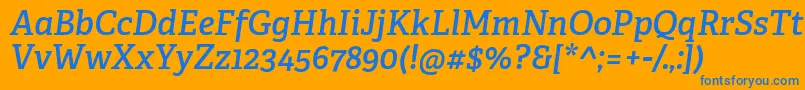 AdelleCyrillicSemiboldItalic Font – Blue Fonts on Orange Background