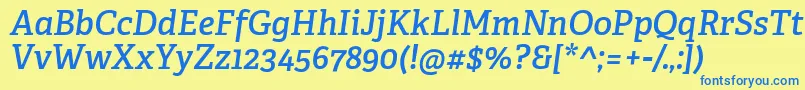 AdelleCyrillicSemiboldItalic Font – Blue Fonts on Yellow Background