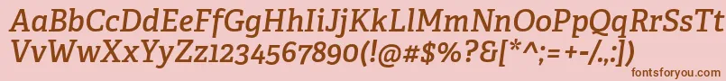 AdelleCyrillicSemiboldItalic Font – Brown Fonts on Pink Background