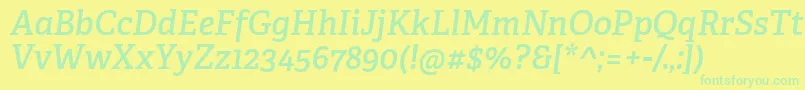 AdelleCyrillicSemiboldItalic Font – Green Fonts on Yellow Background