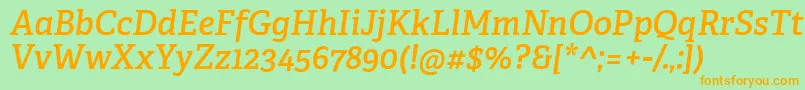 AdelleCyrillicSemiboldItalic Font – Orange Fonts on Green Background