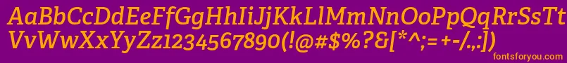 AdelleCyrillicSemiboldItalic Font – Orange Fonts on Purple Background