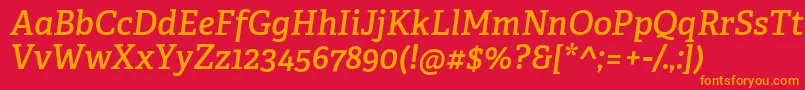 AdelleCyrillicSemiboldItalic Font – Orange Fonts on Red Background
