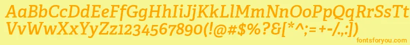 AdelleCyrillicSemiboldItalic Font – Orange Fonts on Yellow Background
