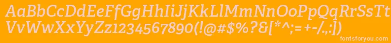 AdelleCyrillicSemiboldItalic Font – Pink Fonts on Orange Background