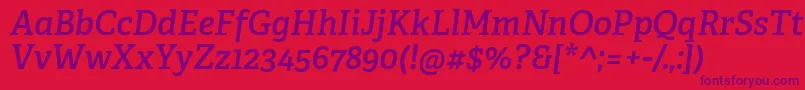 AdelleCyrillicSemiboldItalic Font – Purple Fonts on Red Background