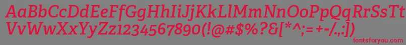 AdelleCyrillicSemiboldItalic Font – Red Fonts on Gray Background