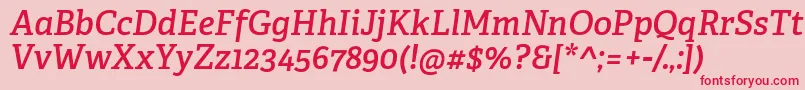 AdelleCyrillicSemiboldItalic Font – Red Fonts on Pink Background