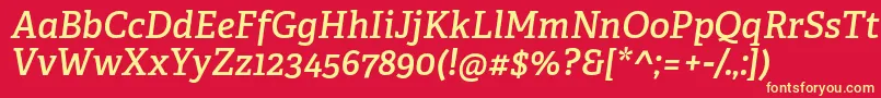 AdelleCyrillicSemiboldItalic Font – Yellow Fonts on Red Background
