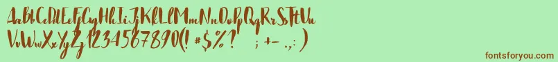 Fonte JustBelieve – fontes marrons em um fundo verde
