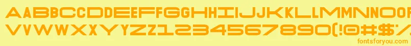 フォントO.K.Retro – オレンジの文字が黄色の背景にあります。