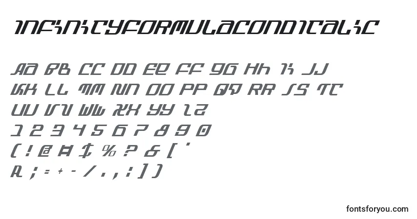 InfinityFormulaCondItalic Font – alphabet, numbers, special characters