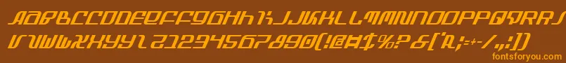 フォントInfinityFormulaCondItalic – オレンジ色の文字が茶色の背景にあります。