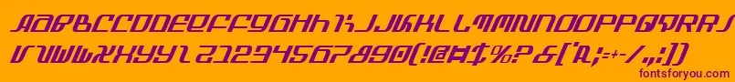 Fonte InfinityFormulaCondItalic – fontes roxas em um fundo laranja