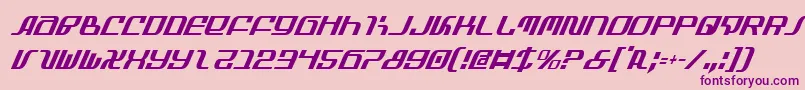 Fonte InfinityFormulaCondItalic – fontes roxas em um fundo rosa