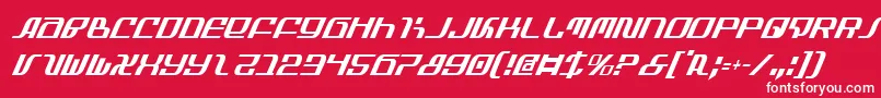 Czcionka InfinityFormulaCondItalic – białe czcionki na czerwonym tle