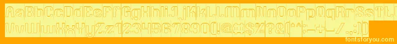 AgeOfAwakeningInverse-Schriftart – Gelbe Schriften auf orangefarbenem Hintergrund