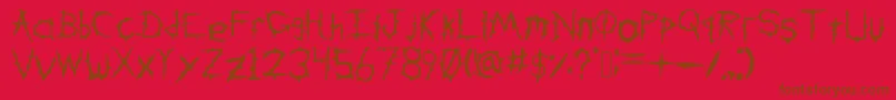 DownWithTheSicknessV2-fontti – ruskeat fontit punaisella taustalla
