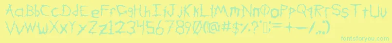 DownWithTheSicknessV2-Schriftart – Grüne Schriften auf gelbem Hintergrund