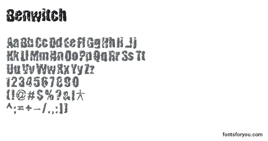 Czcionka Benwitch – alfabet, cyfry, specjalne znaki