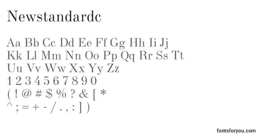 A fonte Newstandardc – alfabeto, números, caracteres especiais