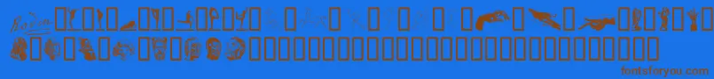 フォントP22RodinExtras – 茶色の文字が青い背景にあります。