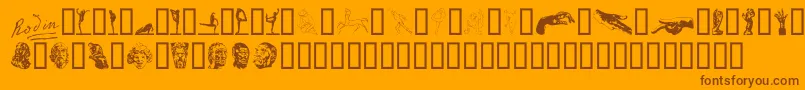 Lisätietoja P22RodinExtras-fontista P22RodinExtras-fontti – ruskeat fontit oranssilla taustalla