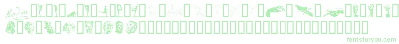 P22RodinExtras Font – Green Fonts on White Background