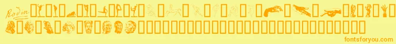 Czcionka P22RodinExtras – pomarańczowe czcionki na żółtym tle