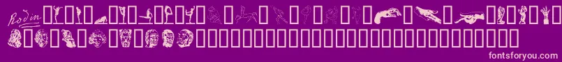 P22RodinExtras Font – Pink Fonts on Purple Background
