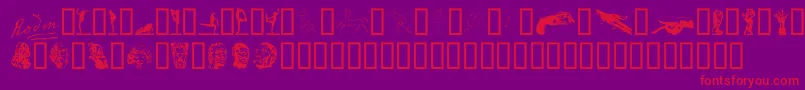 P22RodinExtras Font – Red Fonts on Purple Background