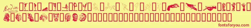 P22RodinExtras Font – Red Fonts on Yellow Background