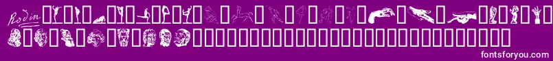 Więcej informacji o czcionce P22RodinExtras Czcionka P22RodinExtras – białe czcionki na fioletowym tle