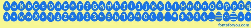 DjbEggsellentWobbly Font – Blue Fonts on Yellow Background