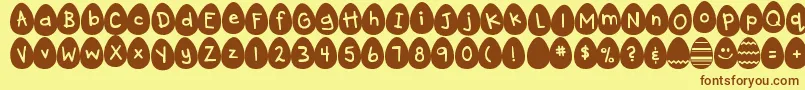 DjbEggsellentWobbly Font – Brown Fonts on Yellow Background