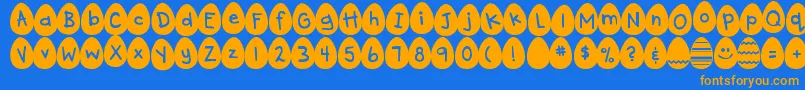 DjbEggsellentWobbly Font – Orange Fonts on Blue Background