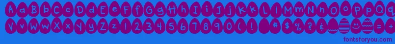 DjbEggsellentWobbly Font – Purple Fonts on Blue Background