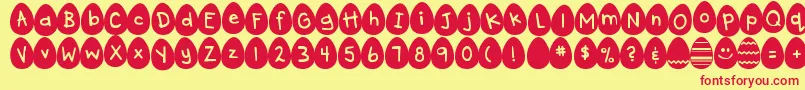 DjbEggsellentWobbly Font – Red Fonts on Yellow Background