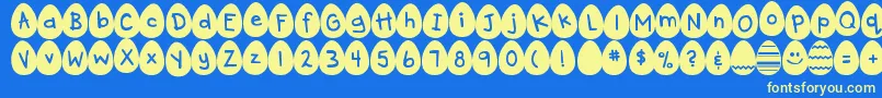 DjbEggsellentWobbly Font – Yellow Fonts on Blue Background