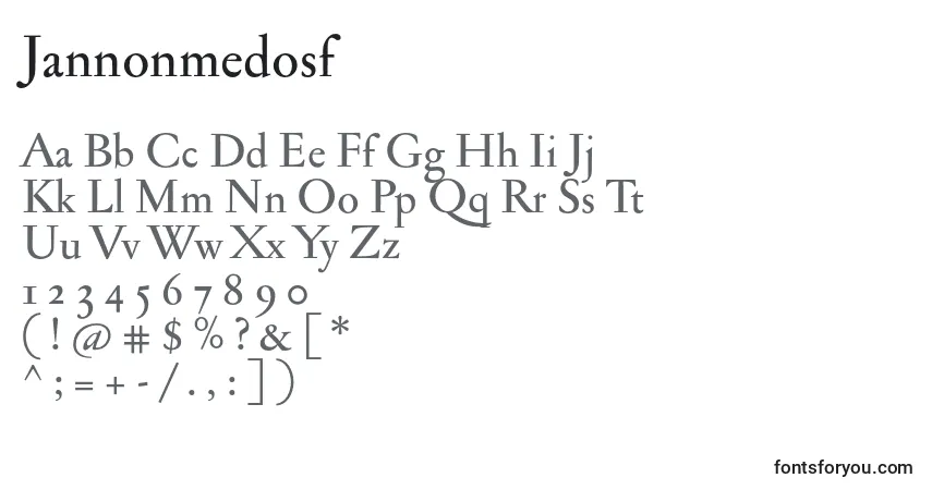 Schriftart Jannonmedosf – Alphabet, Zahlen, spezielle Symbole