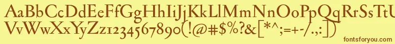 Jannonmedosf Font – Brown Fonts on Yellow Background