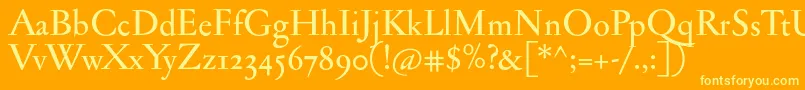 Jannonmedosf Font – Yellow Fonts on Orange Background