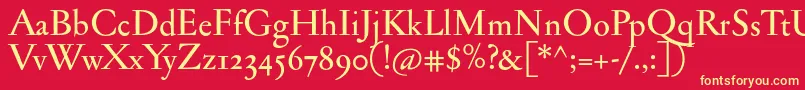 Jannonmedosf Font – Yellow Fonts on Red Background