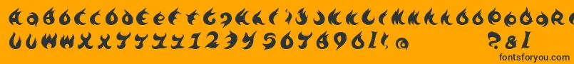 Te7002-Schriftart – Schwarze Schriften auf orangefarbenem Hintergrund