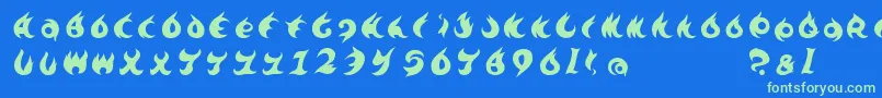 Te7002 Font – Green Fonts on Blue Background